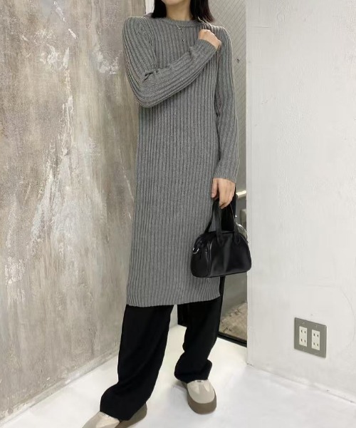 mebole（メボレ）の「simple ロングニットワンピース（ワンピース・レディース・ブラック/グレー・FREE）」の20枚目の写真
