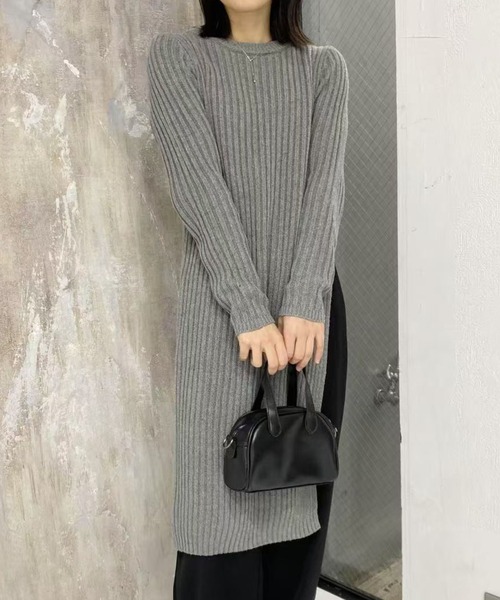 mebole（メボレ）の「simple ロングニットワンピース（ワンピース・レディース・ブラック/グレー・FREE）」の15枚目の写真