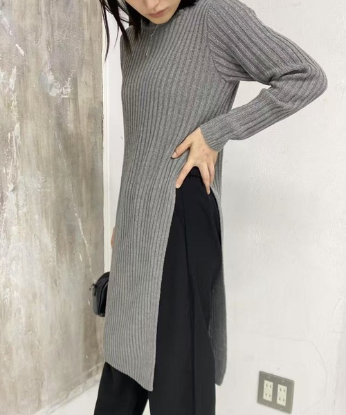 mebole（メボレ）の「simple ロングニットワンピース（ワンピース・レディース・ブラック/グレー・FREE）」の14枚目の写真