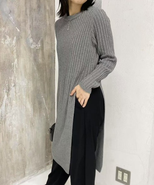 mebole（メボレ）の「simple ロングニットワンピース（ワンピース・レディース・ブラック/グレー・FREE）」の16枚目の写真