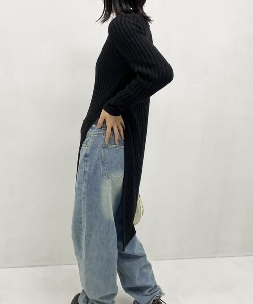 mebole（メボレ）の「simple ロングニットワンピース（ワンピース・レディース・ブラック/グレー・FREE）」の9枚目の写真