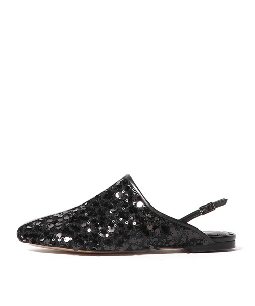 HEWN（ヒューン）の「HEWN / スパンコールスリングバックシューズ（サンダル・レディース・ブラック・38/37/36/35）」の2枚目の写真