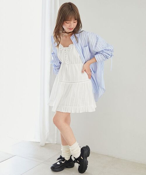 MAJESTIC LEGON（マジェスティックレゴン）の「レースアップフレアキャミワンピ（ワンピース・レディース・ホワイト系その他2/ブラック系その他/アイボリー/ブラック・MEDIUM）」の15枚目の写真