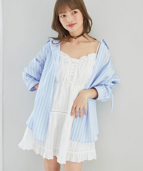 MAJESTIC LEGON（マジェスティックレゴン）の「レースアップフレアキャミワンピ（ワンピース・レディース・ホワイト系その他2/ブラック系その他/アイボリー/ブラック・MEDIUM）」の17枚目の写真