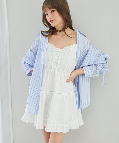 MAJESTIC LEGON（マジェスティックレゴン）の「レースアップフレアキャミワンピ（ワンピース・レディース・ホワイト系その他2/ブラック系その他/アイボリー/ブラック・MEDIUM）」の18枚目の写真