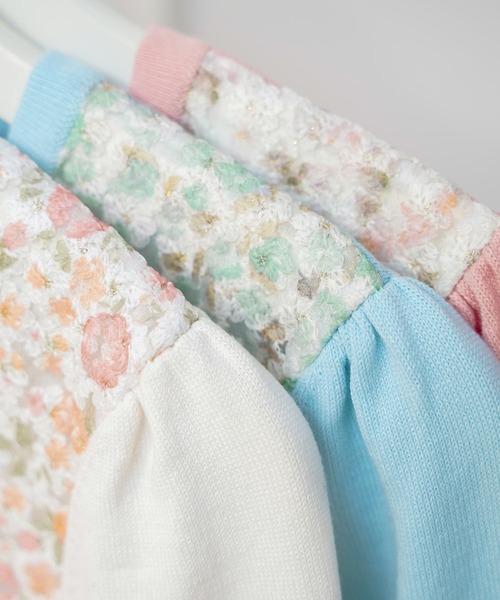 Prima Scherrer(プリマシェレル)の「フラワー刺繍ドッキング ニット カーディガン Prima Scherrer(カーディガン/ボレロ・レディース・ホワイト/ピンク/サックスブルー・M/S)」の8枚目の写真
