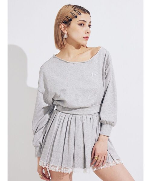 EVRIS（エヴリス）の「ワンショルダースウェットトップス【セットアップ着用可能】（スウェット・レディース・ブラック/ブラウン/グレー・FREE）」の6枚目の写真