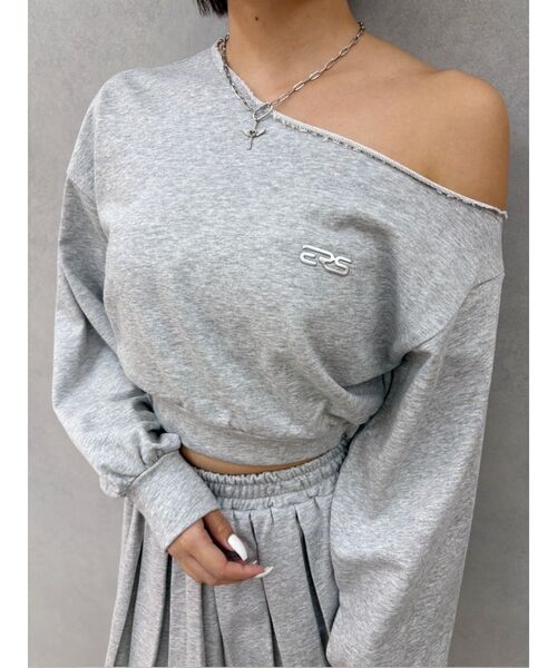 EVRIS（エヴリス）の「ワンショルダースウェットトップス【セットアップ着用可能】（スウェット・レディース・ブラック/ブラウン/グレー・FREE）」の9枚目の写真