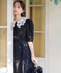 form forma（フォルムフォルマ）の「【formformaオリジナル】スパンコールレース ワンピース/襟取り外し可能（ドレス）」