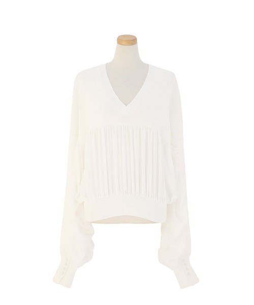 MIELI INVARIANT(ミエリインヴァリアント)の「Volume Gather MIx Knit Tops(Tシャツ/カットソー・レディース・ブラック/ホワイト・FREE)」の20枚目の写真