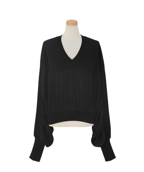 MIELI INVARIANT(ミエリインヴァリアント)の「Volume Gather MIx Knit Tops(Tシャツ/カットソー・レディース・ブラック/ホワイト・FREE)」の21枚目の写真