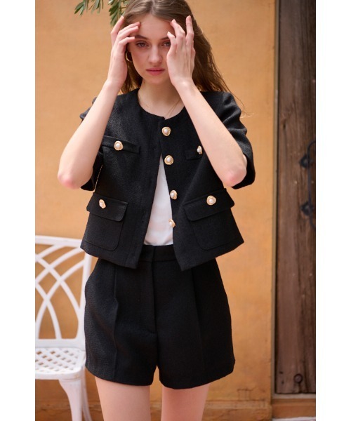 Estella.K(エステラケー)の「Gigi Tweed Shorts ツイードショートPT(その他パンツ・レディース・チェック/ブラック/アイボリー系・SMALL/MEDIUM)」の9枚目の写真