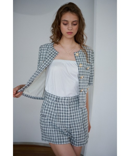 Estella.K(エステラケー)の「Gigi Tweed Shorts ツイードショートPT(その他パンツ・レディース・チェック/ブラック/アイボリー系・SMALL/MEDIUM)」の22枚目の写真