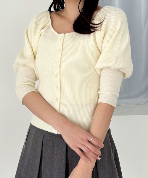 なるページ セール】ハートネックニット（半袖） 327079（ニット/セーター