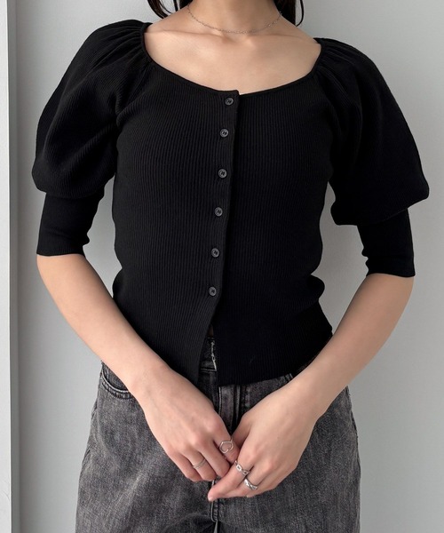 セール】ハートネックニット（半袖） 327079（ニット/セーター