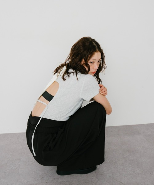 HANNE(アン)の「バックオープンサーマルTEE(Tシャツ/カットソー・レディース・グレー/ネイビー・FREE)」の10枚目の写真