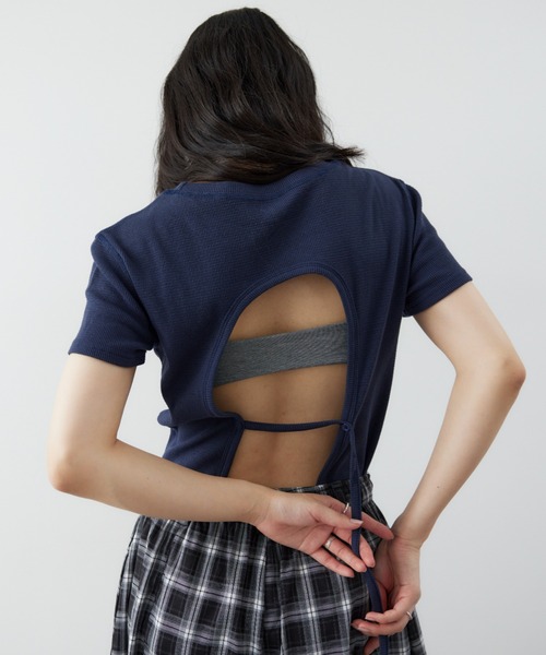 HANNE(アン)の「バックオープンサーマルTEE(Tシャツ/カットソー・レディース・グレー/ネイビー・FREE)」の18枚目の写真