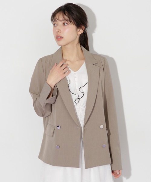 JILL by JILL STUART(ジルバイジルスチュアート)の「サマーツイルテーラードジャケット(テーラードジャケット・レディース・モカ/ネイビー・SMALL/MEDIUM)」の4枚目の写真