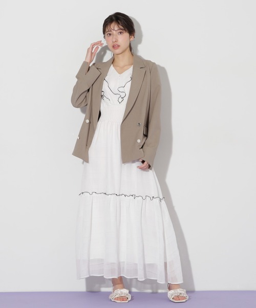 JILL by JILL STUART(ジルバイジルスチュアート)の「サマーツイルテーラードジャケット(テーラードジャケット・レディース・モカ/ネイビー・SMALL/MEDIUM)」の7枚目の写真