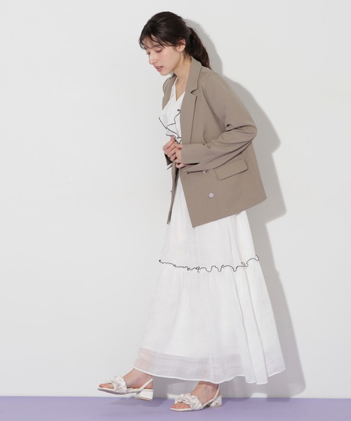 JILL by JILL STUART(ジルバイジルスチュアート)の「サマーツイルテーラードジャケット(テーラードジャケット・レディース・モカ/ネイビー・SMALL/MEDIUM)」の8枚目の写真