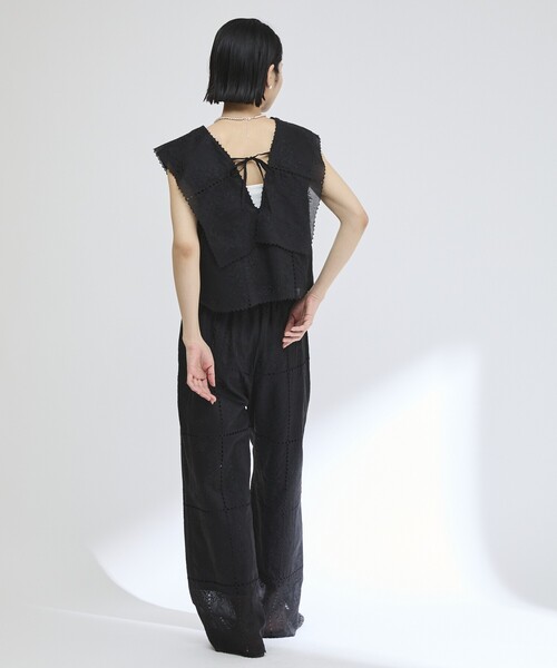 Firsthand（ファーストハンド）の「Firsthand/ファーストハンド スクエア刺繍 ワイドシルエット イージーパンツ / セットアップ対応（その他パンツ・レディース・ホワイト/ブラック・S/M）」の21枚目の写真