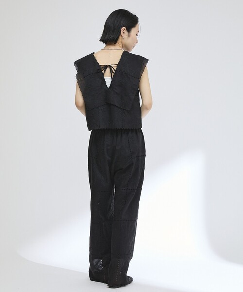 Firsthand（ファーストハンド）の「Firsthand/ファーストハンド スクエア刺繍 ワイドシルエット イージーパンツ / セットアップ対応（その他パンツ・レディース・ホワイト/ブラック・S/M）」の20枚目の写真