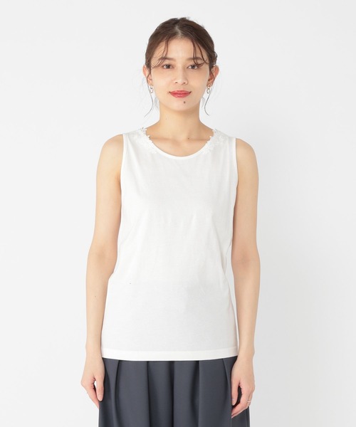 studio CLIP（スタディオクリップ）の「2WAYレースタンクトップ[プラスサイズあり]（タンクトップ・レディース・アイボリー/ライトグレー/スモーク/ライトグリーン/ピンク/オフホワイト/ラベンダー/カーキ/ブラック/ライトベージュ・MEDIUM/LARGE/X-LARGE/XXX-LARGE/XX-LARGE）」の18枚目の写真