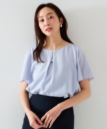 【通勤/二の腕カバー】フロントタックブラウス