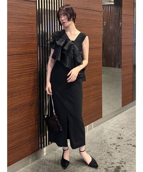 セール】LADYフィラメントフリルアシンメトリードレス（ドレス