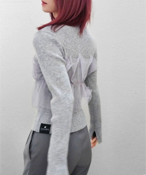 CRYSTAL BALL（クリスタルボール）の「チュールドッキングニット（ニット/セーター・レディース・ライトグレー・FREE）」の10枚目の写真