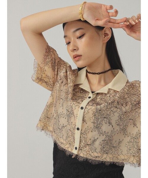 Ray BEAMS(レイビームス)の「コードレース レイヤー シャツ(シャツ/ブラウス・レディース・ブルー/イエロー・ONE SIZE)」の2枚目の写真