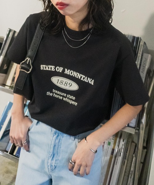 Chillfar(チルファー)の「ロゴデザインミックスTEEシャツ(Tシャツ/カットソー・レディース・ネイビー系/グリーン系1/ベージュ系/グレー系1/ブラック系1/ネイビー/ベージュ系1/グレー系/ホワイト/ブラウン/ブラウン系1/ブラウン系/ホワイト系1/ホワイト系/ベージュ/ネイビー系1/チャコール/ブラック系/ブラック・FREE)」の6枚目の写真
