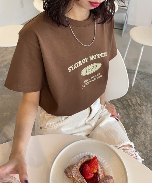 Chillfar(チルファー)の「ロゴデザインミックスTEEシャツ(Tシャツ/カットソー・レディース・ネイビー系/グリーン系1/ベージュ系/グレー系1/ブラック系1/ネイビー/ベージュ系1/グレー系/ホワイト/ブラウン/ブラウン系1/ブラウン系/ホワイト系1/ホワイト系/ベージュ/ネイビー系1/チャコール/ブラック系/ブラック・FREE)」の12枚目の写真