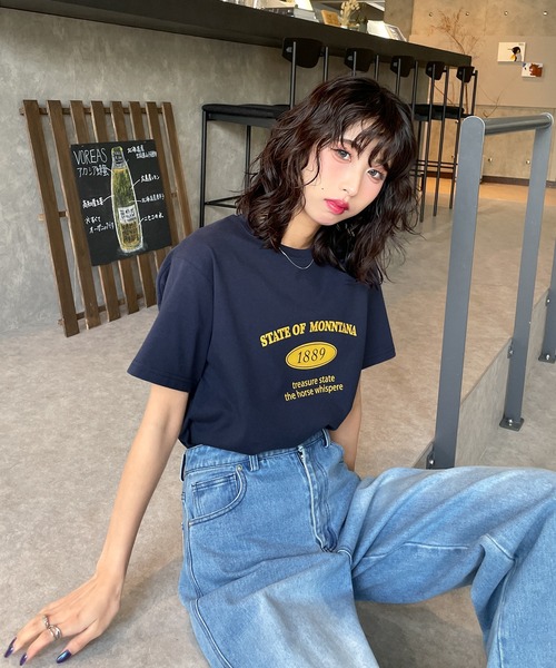 Chillfar(チルファー)の「ロゴデザインミックスTEEシャツ(Tシャツ/カットソー・レディース・ネイビー系/グリーン系1/ベージュ系/グレー系1/ブラック系1/ネイビー/ベージュ系1/グレー系/ホワイト/ブラウン/ブラウン系1/ブラウン系/ホワイト系1/ホワイト系/ベージュ/ネイビー系1/チャコール/ブラック系/ブラック・FREE)」の19枚目の写真