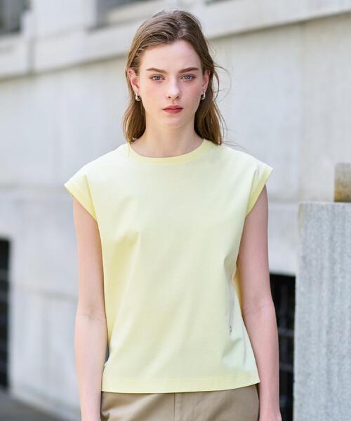 DRESSTERIOR（ドレステリア）の「【接触冷感/抗菌防臭/消臭】アイスクリアコットンフレンチ（Tシャツ/カットソー・レディース・ライトイエロー系/ホワイト/ネイビー/ブラウン系その他・38/36/34）」の8枚目の写真