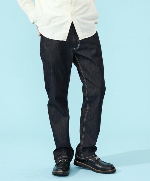 AKM×Wrangler 濃紺 ストレートデニムパンツ メンズ AKM×Wrangler 濃紺 ストレートデニムパンツ メンズ
