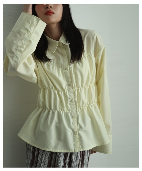 Sawa a la mode(サワアラモード)の「ビスチェ風ブロードシャーリングシャツ(シャツ/ブラウス・レディース・ピンク/イエロー/オフホワイト・FREE)」の6枚目の写真