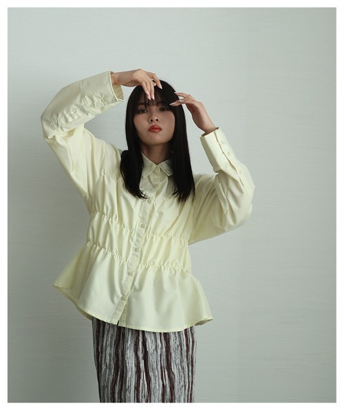 Sawa a la mode(サワアラモード)の「ビスチェ風ブロードシャーリングシャツ(シャツ/ブラウス・レディース・ピンク/イエロー/オフホワイト・FREE)」の11枚目の写真