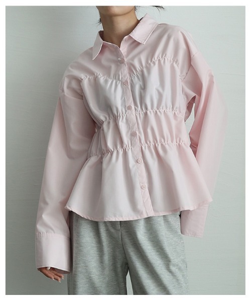 Sawa a la mode(サワアラモード)の「ビスチェ風ブロードシャーリングシャツ(シャツ/ブラウス・レディース・ピンク/イエロー/オフホワイト・FREE)」の18枚目の写真