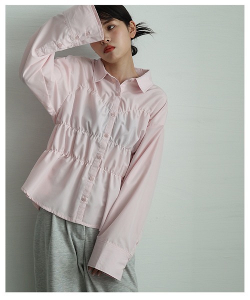 Sawa a la mode(サワアラモード)の「ビスチェ風ブロードシャーリングシャツ(シャツ/ブラウス・レディース・ピンク/イエロー/オフホワイト・FREE)」の19枚目の写真