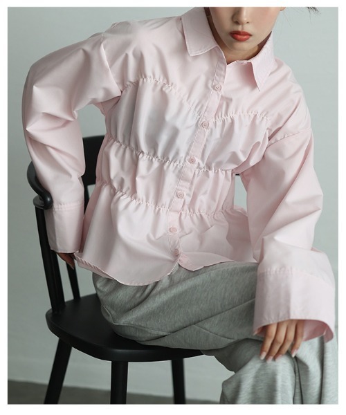 Sawa a la mode(サワアラモード)の「ビスチェ風ブロードシャーリングシャツ(シャツ/ブラウス・レディース・ピンク/イエロー/オフホワイト・FREE)」の22枚目の写真