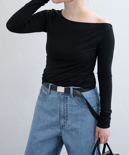U by SPICK&SPAN（ユーバイスピックアンドスパン）の「ベア天竺アシメトップス（Tシャツ/カットソー・レディース・ライトグレー/ホワイト/ブラック・FREE）」の3枚目の写真
