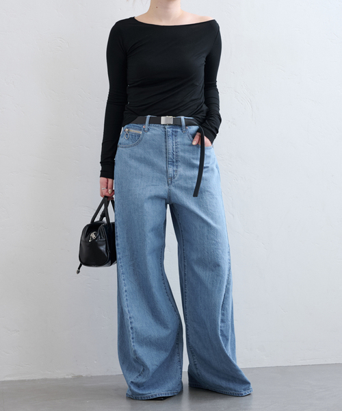 U by SPICK&SPAN（ユーバイスピックアンドスパン）の「ベア天竺アシメトップス（Tシャツ/カットソー・レディース・ライトグレー/ホワイト/ブラック・FREE）」の4枚目の写真