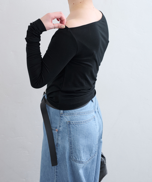 U by SPICK&SPAN（ユーバイスピックアンドスパン）の「ベア天竺アシメトップス（Tシャツ/カットソー・レディース・ライトグレー/ホワイト/ブラック・FREE）」の10枚目の写真