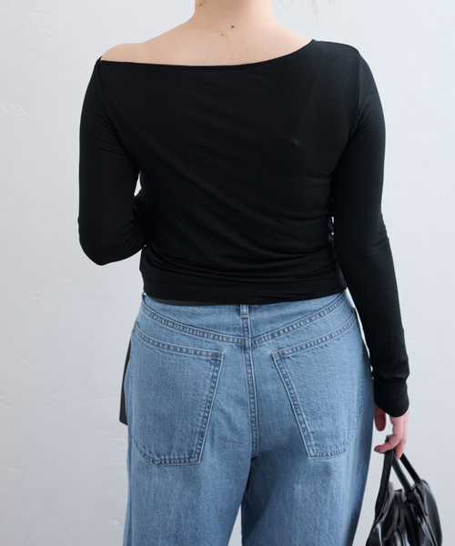 U by SPICK&SPAN（ユーバイスピックアンドスパン）の「ベア天竺アシメトップス（Tシャツ/カットソー・レディース・ライトグレー/ホワイト/ブラック・FREE）」の11枚目の写真