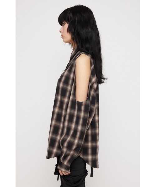 LAGUA GEM(ラグアジェム)の「SHOULDER OPEN CHECK シャツ(シャツ/ブラウス・レディース・ブラック/ブラウン・FREE)」の11枚目の写真