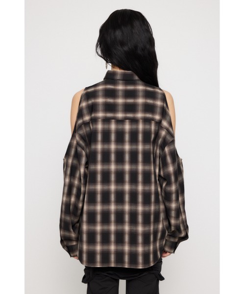 LAGUA GEM(ラグアジェム)の「SHOULDER OPEN CHECK シャツ(シャツ/ブラウス・レディース・ブラック/ブラウン・FREE)」の12枚目の写真