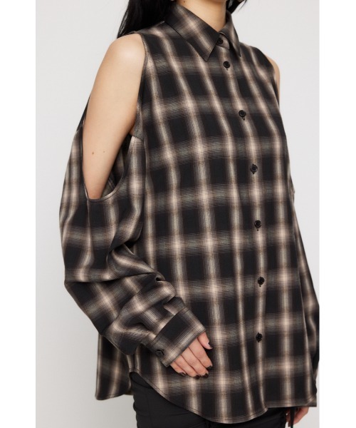 LAGUA GEM(ラグアジェム)の「SHOULDER OPEN CHECK シャツ(シャツ/ブラウス・レディース・ブラック/ブラウン・FREE)」の15枚目の写真