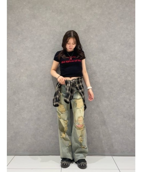 LAGUA GEM(ラグアジェム)の「SHOULDER OPEN CHECK シャツ(シャツ/ブラウス・レディース・ブラック/ブラウン・FREE)」の16枚目の写真