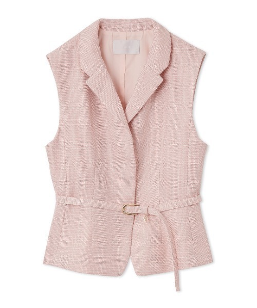 現行☆セルフォード☆フレアペプラムツイードジレ ピンク ベスト フリー 結婚式 現行☆セルフォード☆フレアペプラムツイードジレ ピンク ベスト